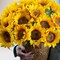 10 Pcs Summer Floral Arrangement Sunflowers Artificial Flowers with Golden Yellow Long Stems for Home Decoration